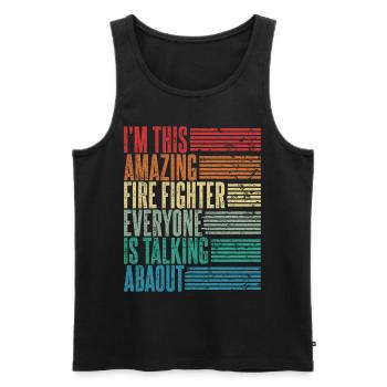 Vintage Firefighter Firefighter Gift Retro - Débardeur bio Premium Homme - noir - Devant - AI Model Male 178 light (178cm)