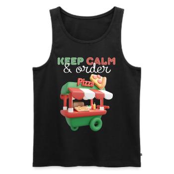 Pizza Vending Truck, 3d Pizza Truck, Street Food - Men's Premium Organic Tank Top - black - Front - AI Model Male 178 light (178cm)