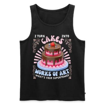 Kuchen backen, Torte, Bäcker, lustiger Spruch - Männer Premium Bio Tank Top - Schwarz - Vorne - AI Model Male 178 light (178cm)