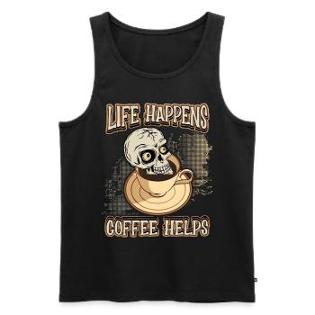 Coffee coffee drinker funny saying with skull - Men's Premium Organic Tank Top - black - Front - Michal (187cm)