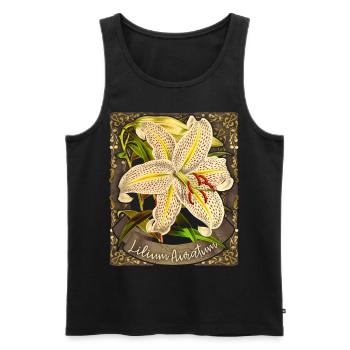 Lys vintage, Lys tigre, Illustration botanique - Débardeur bio Premium Homme - noir - Devant - AI Model Male 178 light (178cm)
