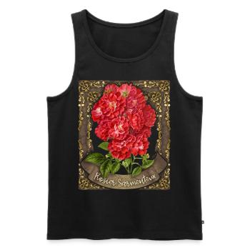 Antique Rose, Botanical Rose, Vintage Roses - Men's Premium Organic Tank Top - black - Front - Michal (187cm)