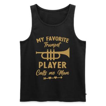 Frau, meine Lieblingstrompeterin, nennt mich Mama - Männer Premium Bio Tank Top - Schwarz - Vorne - Michal (187cm)