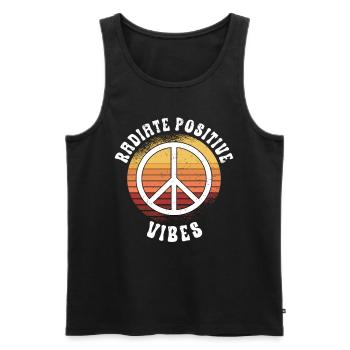 Hippie Peace Sign Peace Flowers Flower Child - Débardeur bio Premium Homme - noir - Devant - Michal (187cm)