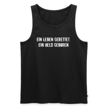 Feuerwehr - Ein Leben gerettet. Ein Held geboren - Männer Premium Bio Tank Top - Schwarz - Vorne - Michal (187cm)