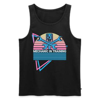Funny Mechanic Retro - Men's Premium Organic Tank Top - black - Front - AI Model Male 178 light (178cm)