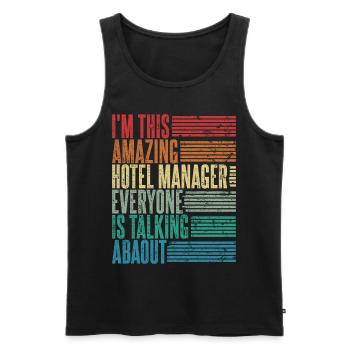 Directeur d’hôtel Directeur d’hôtel Cadeau Rétro - Débardeur bio Premium Homme - noir - Devant - Michal (187cm)