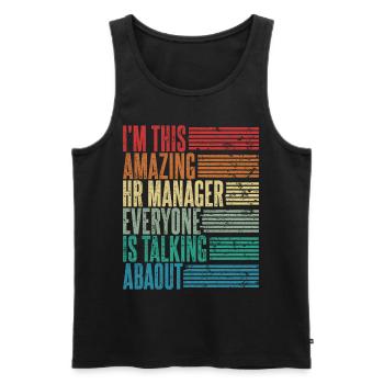 Vintage HR Manager HR Manager Gift Retro - Men's Premium Organic Tank Top - black - Front - Michal (187cm)