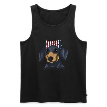 Teckel Cadeau Dixie Viennese Doxie Teckel - Débardeur bio Premium Homme - noir - Devant - AI Model Male 178 light (178cm)