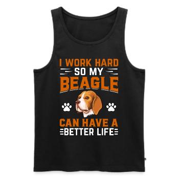 Je travaille dur pour que mon beagle puisse avoir une vie meilleure - Débardeur bio Premium Homme - noir - Devant - Michal (187cm)