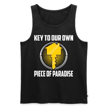 Key To Our Own Piece Of Paradise - Men's Premium Organic Tank Top - black - Front - AI Model Male 178 light (178cm)