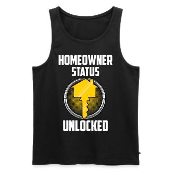 Homeowner Status Unlocked - Men's Premium Organic Tank Top - black - Front - AI Model Male 178 light (178cm)