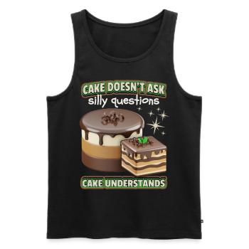 Cake, Candy, Chocolate, 3d funny saying - Men's Premium Organic Tank Top - black - Front - AI Model Male 178 light (178cm)