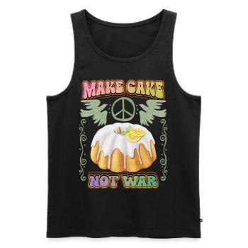 Cake, peace sign, peace slogan with cupcake - Men's Premium Organic Tank Top - black - Front - AI Model Male 178 light (178cm)