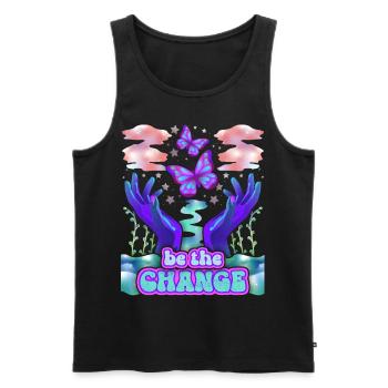 Psychedelische Schmetterlinge, Spruch - Männer Premium Bio Tank Top - Schwarz - Vorne - AI Model Male 178 light (178cm)