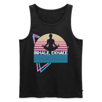 Méditation Yoga Rétro - Débardeur bio Premium Homme - noir - Devant - Michal (187cm)