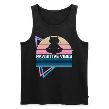 Meditation Yoga Dog Retro - Men's Premium Organic Tank Top - black - Front - Michal (187cm)