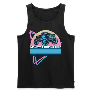 Monster Truck Retro - Men's Premium Organic Tank Top - black - Front - Michal (187cm)