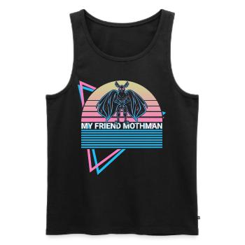 Mothman Crypto Cryptozoologie Rétro - Débardeur bio Premium Homme - noir - Devant - AI Model Male 178 light (178cm)