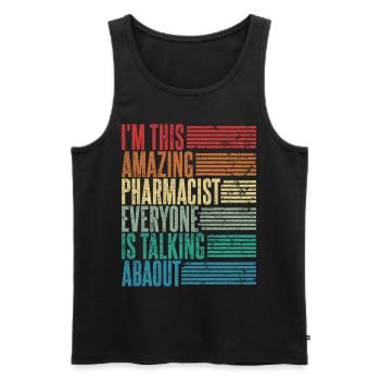 Vintage Pharmacist Pharmacist Gift Retro - Men's Premium Organic Tank Top - black - Front - AI Model Male 178 light (178cm)