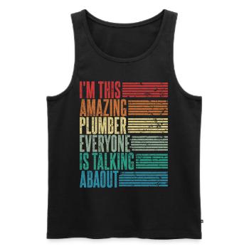 Vintage Plumber Plumber Gift Retro - Men's Premium Organic Tank Top - black - Front - AI Model Male 178 light (178cm)