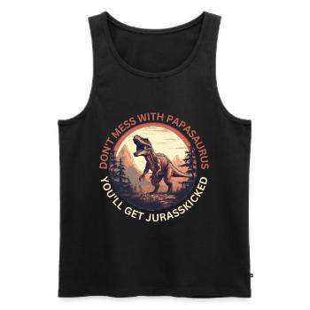 Witziges Papa Papasaurus Dino Dinosaurier Geschenk - Männer Premium Bio Tank Top - Schwarz - Vorne - Michal (187cm)