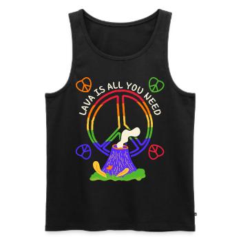 Frieden-Symbol, Friedenszeichen mit Vulkan, Pun - Männer Premium Bio Tank Top - Schwarz - Vorne - AI Model Male 178 light (178cm)