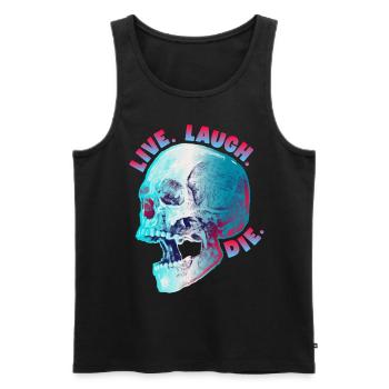Lustiger Totenkopf, morbider Spruch, Biker Design - Männer Premium Bio Tank Top - Schwarz - Vorne - AI Model Male 178 light (178cm)