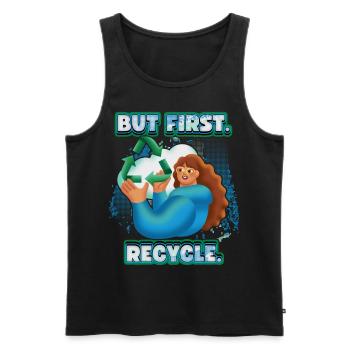 Recycling, recyceln, Umweltschutz Spruch - Männer Premium Bio Tank Top - Schwarz - Vorne - AI Model Male 178 light (178cm)