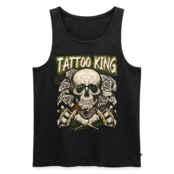 Tattoo Spruch, Skull, Tätowierung, Totenkopf - Männer Premium Bio Tank Top - Schwarz - Vorne - Michal (187cm)