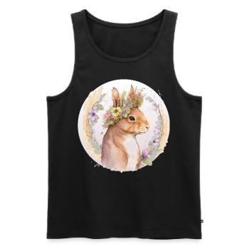 Floral Squirrel Flower Crown Watercolor Animal Lov - Männer Premium Bio Tank Top - Schwarz - Vorne - Michal (187cm)