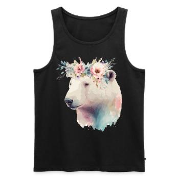 Cute Polar Bear Flower Crown Animal Lovers - Männer Premium Bio Tank Top - Schwarz - Vorne - Michal (187cm)