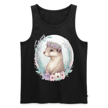 Cute Watercolor Otter Flower Crown Floral Boho Ani - Männer Premium Bio Tank Top - Schwarz - Vorne - Michal (187cm)