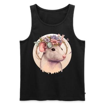 Mignon Pet Rat Mouse Flower Crown Floral Boho Aesthe - Débardeur bio Premium Homme - noir - Devant - Michal (187cm)