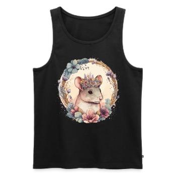 Watercolor Pet Mouse Flower Crown Floral Animal Lo - Men's Premium Organic Tank Top - black - Front - Michal (187cm)