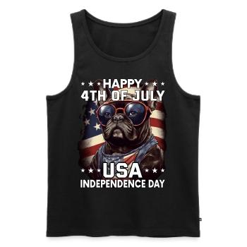 Bulldog 4 July Independence Day USA Flag - Men's Premium Organic Tank Top - black - Front - AI Model Male 178 light (178cm)