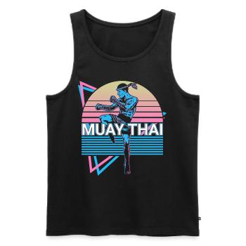 Muay Thai Kickboxen Retro - Männer Premium Bio Tank Top - Schwarz - Vorne - AI Model Male 178 light (178cm)