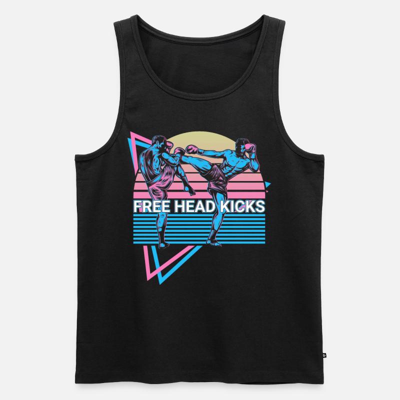 Muay Thai Kickboxen Retro - Männer Premium Bio Tank Top - Schwarz