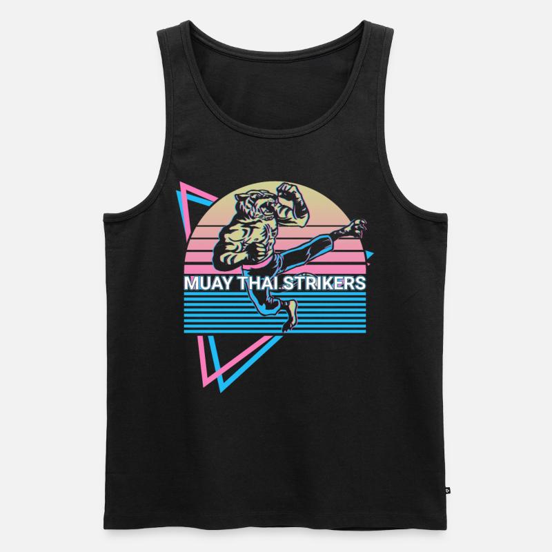 Muay Thai Kickboxen Retro - Männer Premium Bio Tank Top - Schwarz