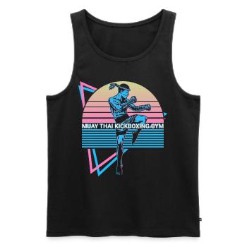 Muay Thai Kickboxen Retro - Männer Premium Bio Tank Top - Schwarz - Vorne - AI Model Male 178 light (178cm)