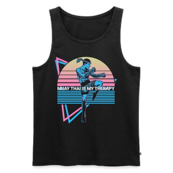 Muay Thai Kickboxen Retro - Männer Premium Bio Tank Top - Schwarz - Vorne - AI Model Male 178 light (178cm)