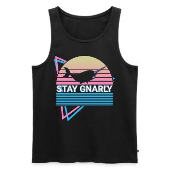 Narwal Retro - Männer Premium Bio Tank Top - Schwarz - Vorne - AI Model Male 178 light (178cm)