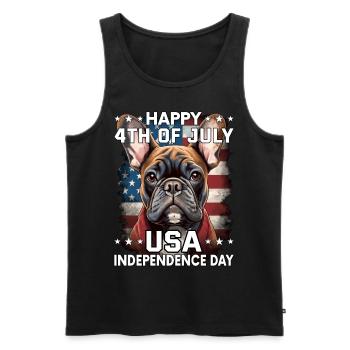 Bulldog 4 July Independence Day USA Flag - Men's Premium Organic Tank Top - black - Front - AI Model Male 178 light (178cm)