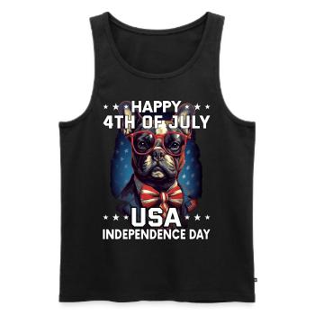 Bulldog 4 July Independence Day USA Flag - Men's Premium Organic Tank Top - black - Front - AI Model Male 178 light (178cm)