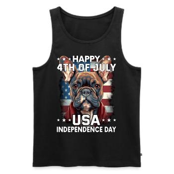 Bulldog 4 July Independence Day USA Flag - Men's Premium Organic Tank Top - black - Front - AI Model Male 178 light (178cm)