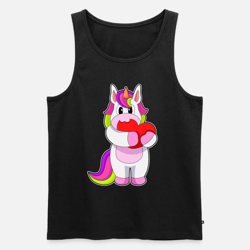 Einhorn Herz - Männer Premium Bio Tank Top - Schwarz