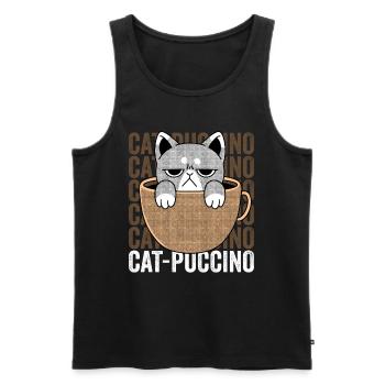 Cat Puccino Cappuccino - Männer Premium Bio Tank Top - Schwarz - Vorne - Michal (187cm)