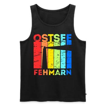 Fehmarn Insel Ostsee Leuchtturm Urlaub Idee - Männer Premium Bio Tank Top - Schwarz - Vorne - Michal (187cm)