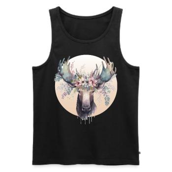 Cute Moose Flower Crown Animal Lovers - Männer Premium Bio Tank Top - Schwarz - Vorne - Michal (187cm)