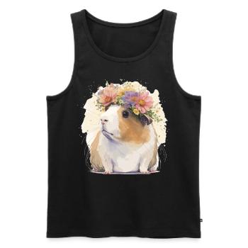 Aquarelle Cochon d’Inde Fleur Couronne Floral Boho Aes - Débardeur bio Premium Homme - noir - Devant - Michal (187cm)